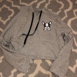 Cropped French bulldog hoodie